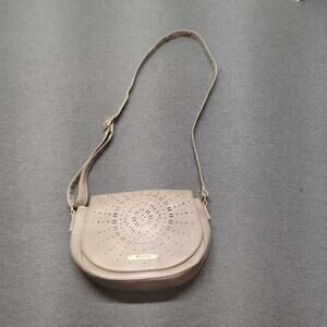 Mudd crossbody purse - laser cut design - stylish shoulder bag - tan/grey